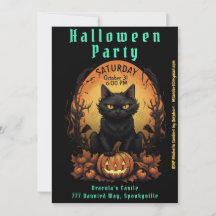 Festa de Halloween | Convite para gatos pretos e a