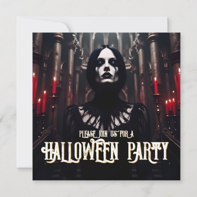 Festa de Halloween – Convite Sombrio Gótico (Frente)