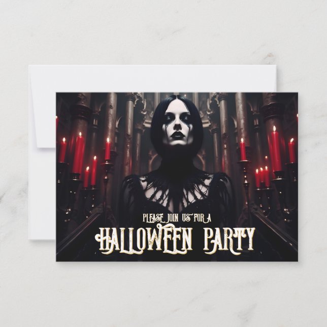 Festa de Halloween – Convite Sombrio Gótico (Frente)