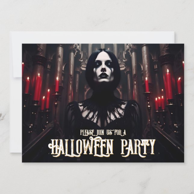Festa de Halloween – Convite Sombrio Gótico (Frente)