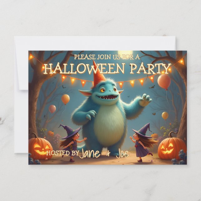 Festa de Halloween do Monstro Feliz para Crianças (Frente)