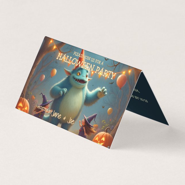 Festa de Halloween do Monstro Feliz para Crianças (Frente)