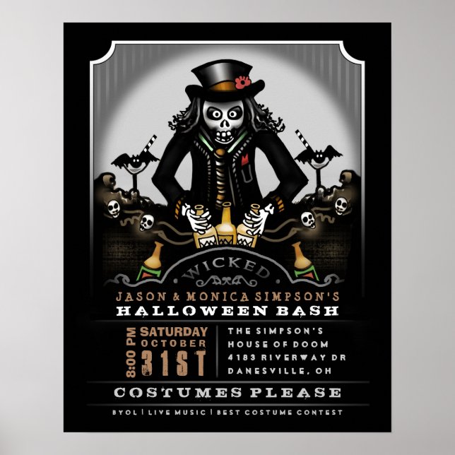 Festa de Halloween Poster 16 x 20 Ghoulish Bash (Frente)