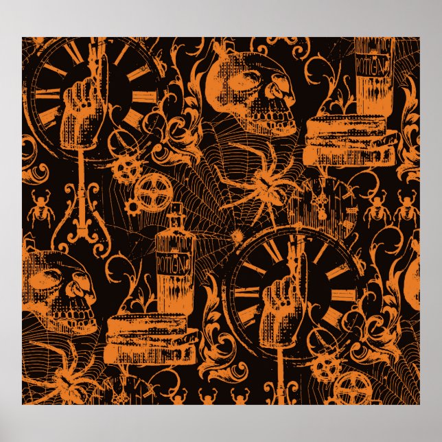 Festa de Halloween: Poster de Férias Vintage. (Frente)