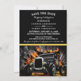 Festa de Hot Rod com fogo Convite de casamento Sav