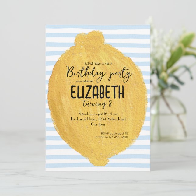 Festa de Limão - Convite para Crianças - Aniversár (Em pé/Frente)