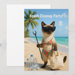 Festa de Limpeza da Praia com Cartão de Convite Si