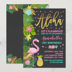 Festa de Luau sobre Convite de Aniversário de Fla