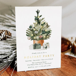 Festa de Natal com Árvore de Natal em Aquarela Ele