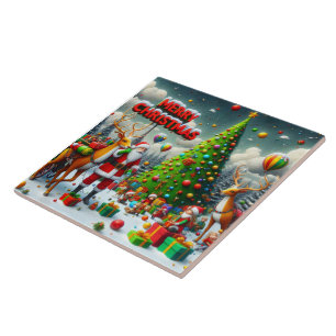 Festa de Natal com Papais noeis e renas