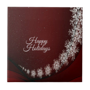 Festa de Natal Crystal Snowflakes Red Rustic