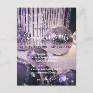 Festa de Natal de Purple e Silver Baubles Convite