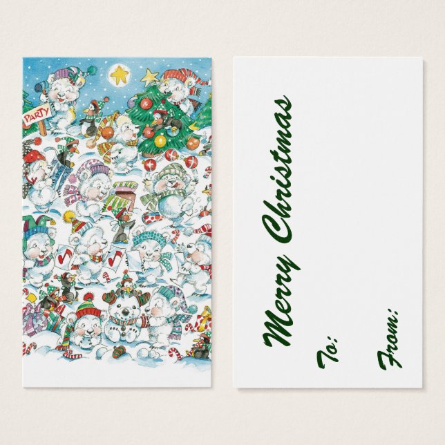 Festa de Natal de Urso Polar e Pinguim de Desenho  (Frente & Verso)