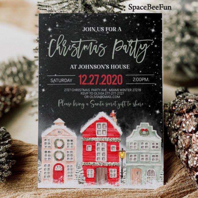 Festa de Natal do convite de festas de inverno (Christmas party invitation Winter Adult Company Office Christmas party invite Holiday party)