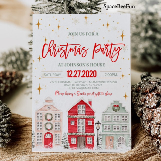 Festa de Natal do convite de festas de inverno (Christmas party invitation Winter Adult Company Office Christmas party invite Holiday party Editable)