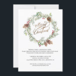 Festa de Natal do Winter Pine Cones Red Berry<br><div class="desc">Este design apresenta uma ilustração de ramos de pinheiros e cones com bagas vermelhas no estilo aquarela em fundo branco. O texto "Feliz Natal" é escrito no estilo caligrafia. Você pode ajustar o texto de acordo com as suas necessidades.</div>