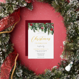 Festa de Natal Dourada Foil Festiva Convite