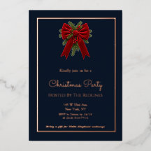 Festa de Natal Elegante em Azul Marinho e Dourado