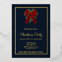 Festa de Natal Elegante em Azul Marinho e Dourado