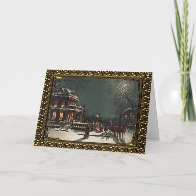 Festa de Natal enquadrada - Cartão de Vintagem (Frente)