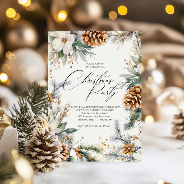 Festa de Natal Festiva Convite | Watercolor Wreath (Criador carregado)