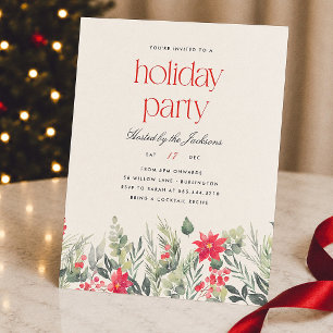 Festa de Natal Floral Preppy com Listra Vermelha E