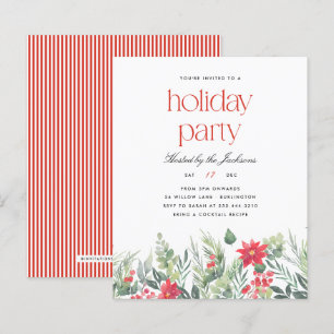 Festa de Natal Floral Preppy com Listra Vermelha E
