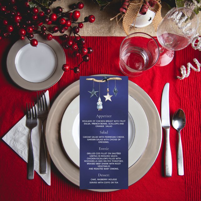Festa de Natal gnomo azul nórdico menu (Criador carregado)