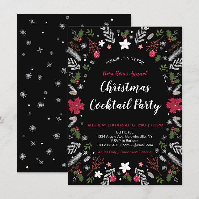 Festa de Natal Moderna, Convites para Festa de Fim (Frente/Verso)