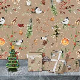Festa de Natal Rustic Kraft Black Boné Chickadee