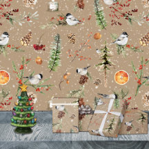 Festa de Natal Rustic Kraft Black Boné Chickadee
