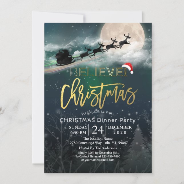 Festa de Natal Santa Hat Reindeer Sleigh (Frente)