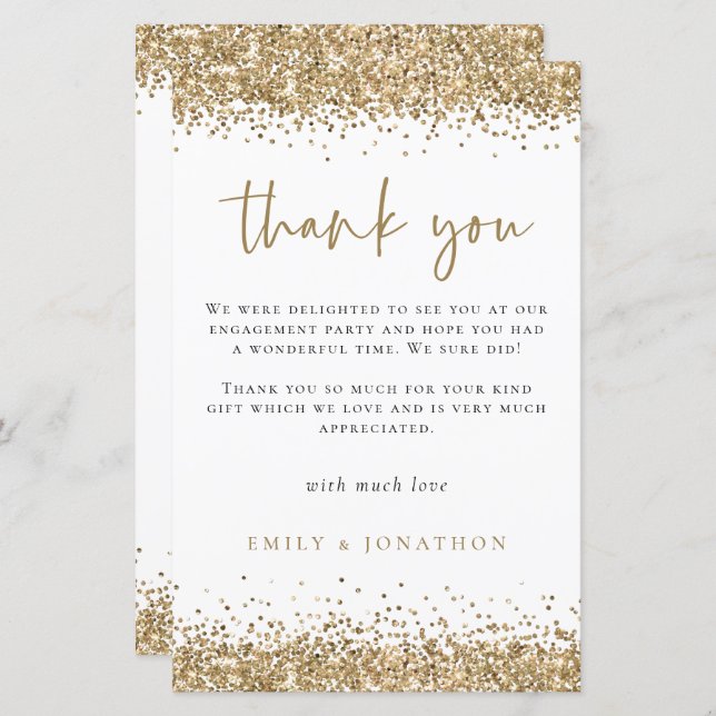 Festa de noivado Dourada do Glitter do Orçamento O (Frente/Verso)