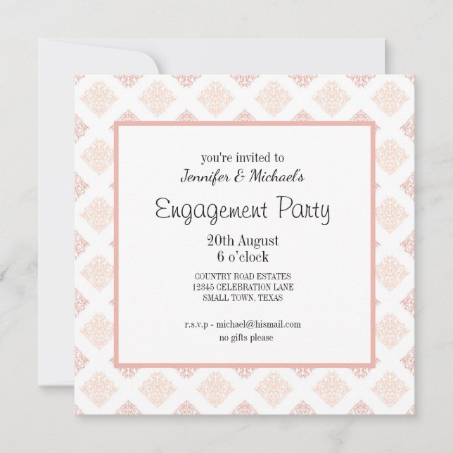 Festa de Noivado Peach Blush Damask (Frente)