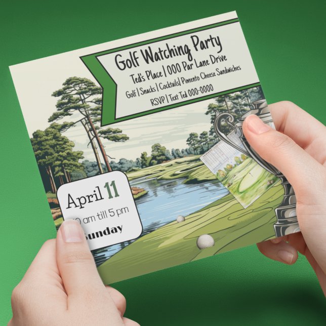 Festa de Olhar Golfe | Aniversário | Reforma (Fore!  Gold Watching Party invitation and customizable invite for golf fans. )