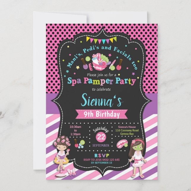 Festa de Pamper Spa Convites de Aniversário Rapari (Frente)