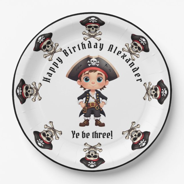 Festa de Piratas Personalizar Prato de Papel (Frente)