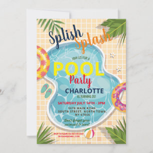 Festa de piscina flui o convite para diversão de a