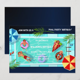 Festa de piscina Qualquer Convite De Aniversário D