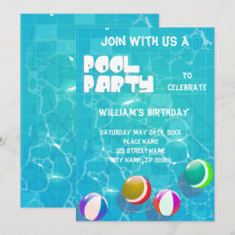 Festa de piscina Qualquer Convite De Aniversário D