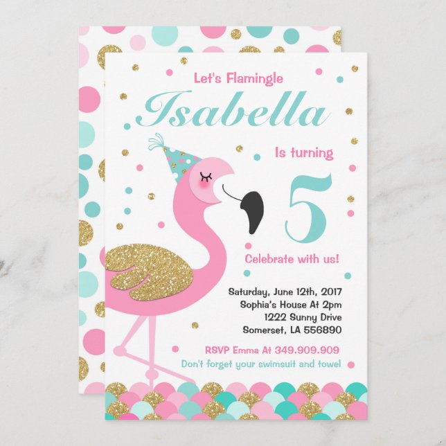 Festa de Piscinas Tópica do Convite de Aniversário (Frente/Verso)