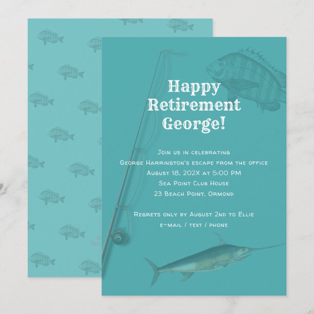 Festa de Reforma da Pesca Convite Azul (Frente/Verso)