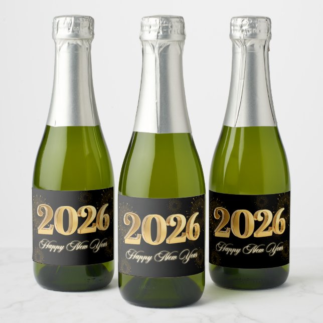 Festa de Réveillon 2026 Dourado com Brilho (Garrafas)