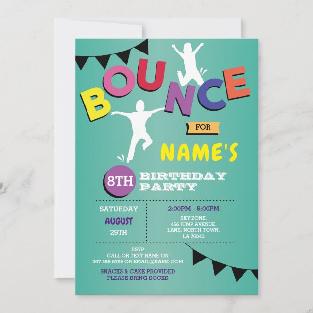 Festa de Salto de Convite de Aniversário Trampolin (Frente)