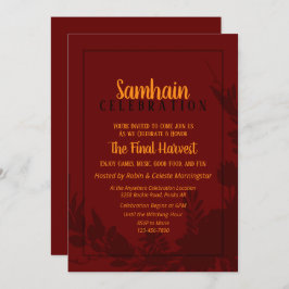 Festa de Samhain Red Floral Halloween Convite