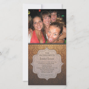Festa de solteira Caramel Damask Photo Invite