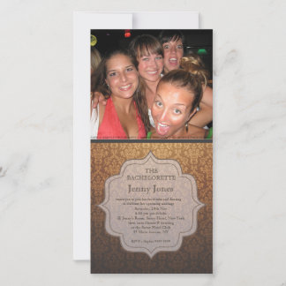 Festa de solteira Caramel Damask Photo Invite