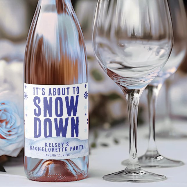 Festa de solteira com floco de neve de esqui de in (Winter Skiing Snow Snowflake Bachelorette Party Sparkling Wine Label
)