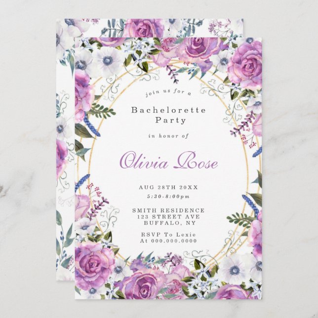 Festa de solteira de Anêmonas de Púrpura (Frente/Verso)