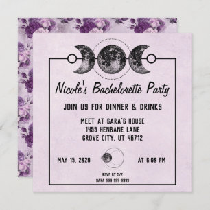 Festa de solteira Roxo Convite Gótico Wicca Pagan